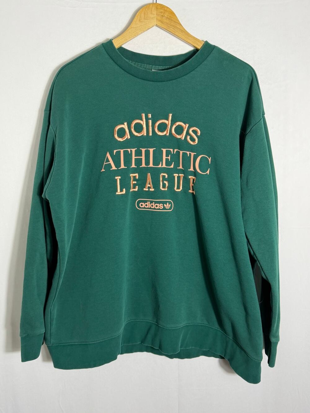 Adidas Athletic League Sweatshirt Womens 2X Green Peach Crewneck Oversized